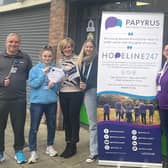 Caroline King, Area Manager PAPYRUS Northern Ireland with Connor Crawford, Empowering Youth Project, Mabel Scullion, Early Intervention Lisburn, Brooke Moorhead and Ugne Girciute Connected Minds Youth Committee. Pic credit: Resurgam Trust