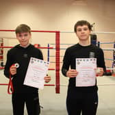 Two Mid Ulster titles for St. Bronagh's Club boxers Callum Crilly and Cash Ciummei. INNR0710