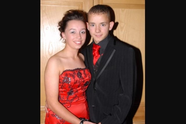 Hollie Hamilton and Danny Hargey pictured at the St Comgall's College formal at Ballygally Castle Hotel in 2007