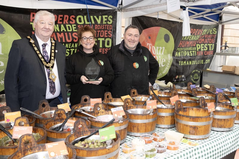 Tracey and Shay Mullan from artisan producers Tom & Ollie with Mayor, Councillor Steven Callaghan.