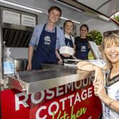 Lord Mayor Alderman Margaret Tinsley with Rosemount Cottage Farm Meats at last year's Armagh Show. Picture: McAuley Multimedia