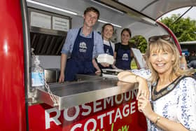 Lord Mayor Alderman Margaret Tinsley with Rosemount Cottage Farm Meats at last year's Armagh Show. Picture: McAuley Multimedia