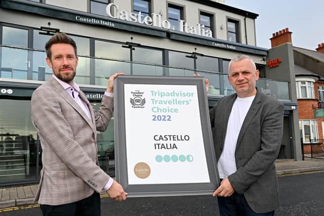John McGhee,  assistant Manager (left) and Artur Cufaj, owner, Castello Italia. Picture by Stephen Hamilton /PressEye