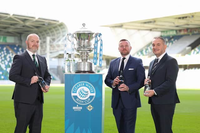 Ross Lazaroo-Hood and Sitki Gelmen (Clearer Water) alongside Stephen Bogle (IFA). (Pic: Contributed).