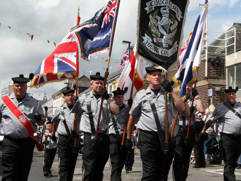 The colour party of Cloughfern Young Conquerors Flute Band. NT29-016FP