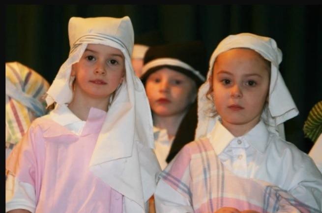 Silverstream Primary School primary one pupils Emily Loughrey and Nicole Jenkins pictured during the Christmas Nativity play in 2010.