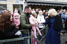 A special 'hello' from Queen Camilla for one of the younger well-wishers in Banbridge.