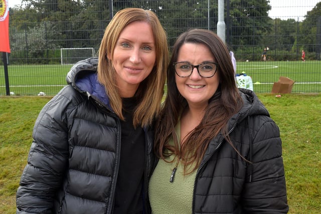 Supporting Lurgan Town Boys in the Natalie McNally Memorial Tournament are Wendy Guy, left, and Tracey Flavelle. LM35-238.