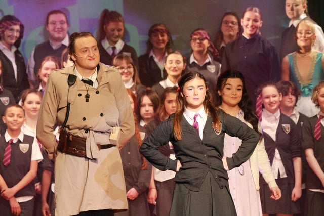 Matilda, Miss Trunchbull and some of the cast of the amazing production of Matilda Jr. performed at Integrated College Dungannon.