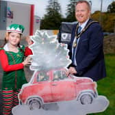 Lord Mayor Cllr Paul Greenfield pictured with Sparkle the Elf, at the launch of the free Christmas car parking initiative, as part of ABC Councils ‘Christmas all wrapped up’ campaign.