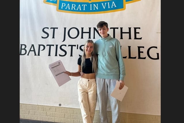 St John the Baptist's College pupils Aoibheann McConville and Conor Mulholland pictured together after both achieving over 7 GCSE’s A* - C.