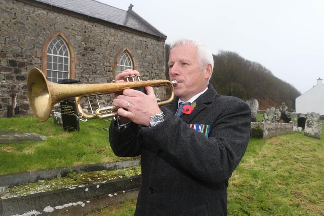 Adrian Millar at the  Service of Remembrance on Rathlin Island