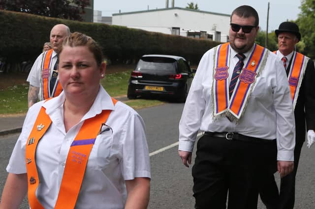Brethren and visiting brethren on parade during the Ballyrashane LOL 431 parade to their church service in Ballyrashane Presbyterian Church last Sunday