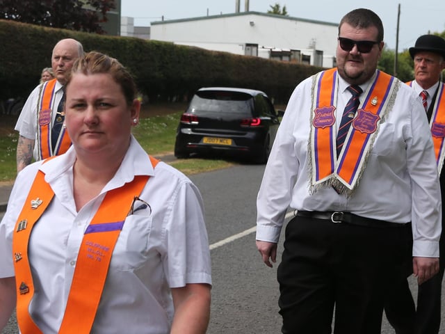 Brethren and visiting brethren on parade during the Ballyrashane LOL 431 parade to their church service in Ballyrashane  Presbyterian Church last Sunday