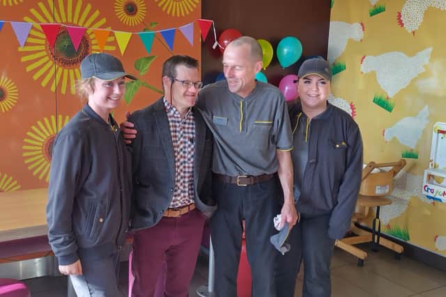 Philip with some of his colleagues at McDonald's Coleraine. Credit PCI