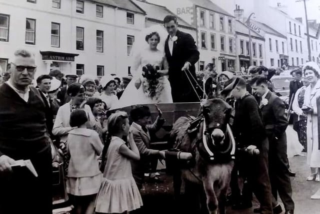 The Kirkpatricks on their wedding day which brought Ballycastle to a standstill thanks to an American TV crew filming the event