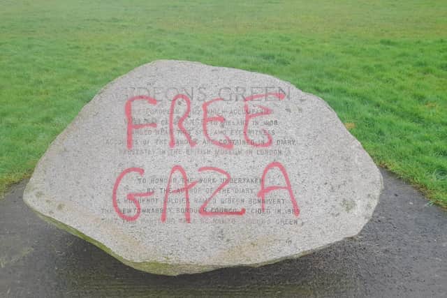 The graffiti was reported to Antrim and Newtownabbey Borough Council on March 21. (Pic: Contributed).