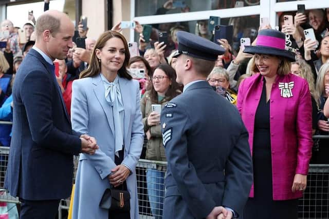 Prince William, who seved as an RAF search and rescue pilot, chats with a member of the Air Training Corps at Carrickfergus. Picture by Jonathan Porter/PressEye