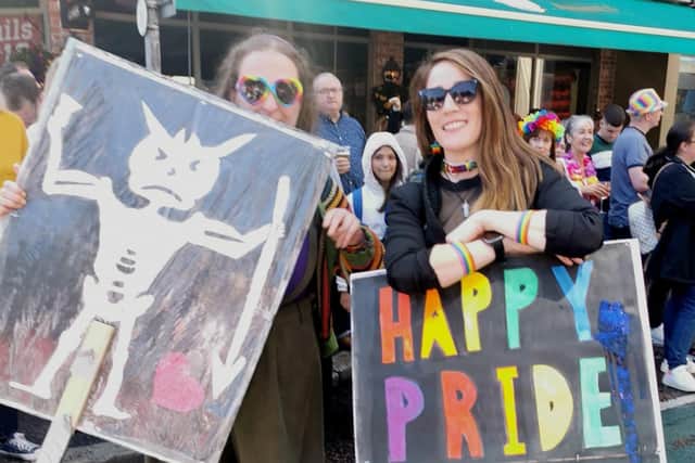 Jenny Deane (right) celebrated Newry Pride with friends back in 2019.