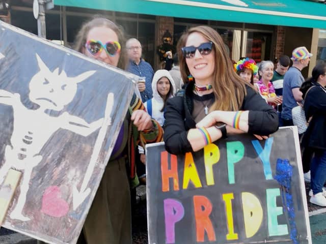 Jenny Deane (right) celebrated Newry Pride with friends back in 2019.