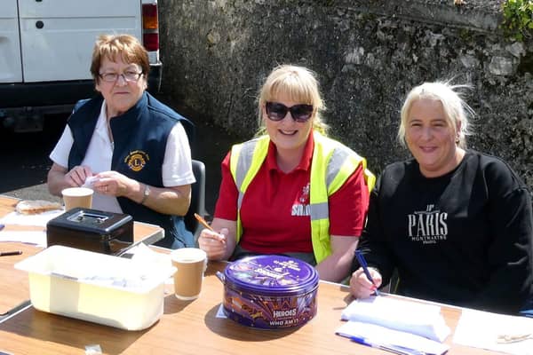 Manning the entrance, Roisin Wills, Joanne Gaston and Claire Morrow
