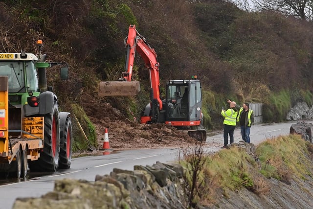 A clean-up operation underway after the Coast Road near Glenarm was closed on Monday due to a landslide in the area.