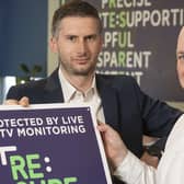 Jason Rosborough, pictured left, managing director and Gary Millar, sales director of RE:SURE which is delivering a new level in ‘prevention & intervention’ security thanks to its AI-enabled CCTV monitoring technologies. Credit: Phil Smyth