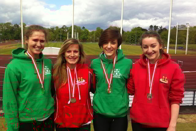 Friends School Senior Girls Relay team that qualified for the Ulster Schools Athletics Championships in 2012. The team consisted of Kirsty Walker, Paige Brown, Chloe Boomer (100m and 200m) and Claire McKeag.