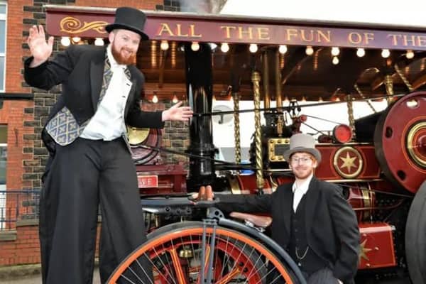 Thomas and Edward from Streetwise Circus pictured at the Whitehead Victorian Street Fair in 2019.  Photo: NI World