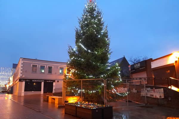 The Christmas tree in Carrick town centre.  Photo: Fiona Boyd