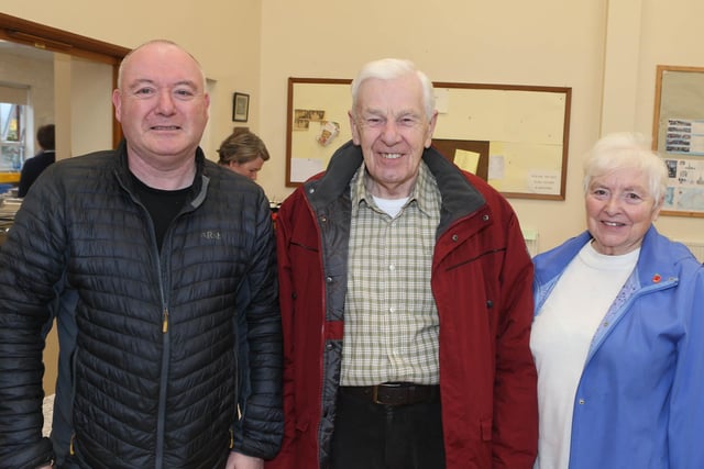 Chris Thompson, Danny Campbell and Bernadette Campbell pictured at the Mayor of Causeway Coast and Glens Borough Council's RNLI Charity Big Breakfast held in Limavady