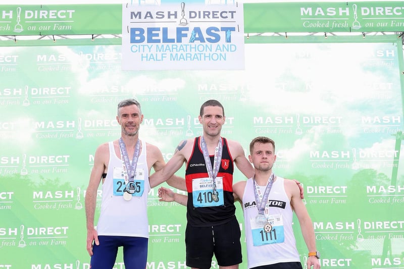 Northern Ireland Men winners, from left Chris McGuinness in second, Martin Lynch in first and Mark McEvoy in third.