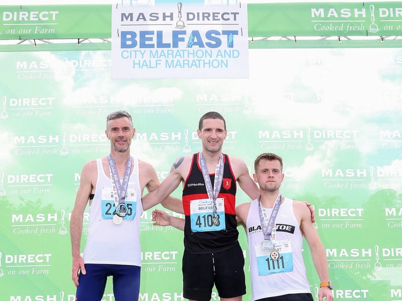 Northern Ireland Men winners, from left Chris McGuinness in second, Martin Lynch in first and Mark McEvoy in third.