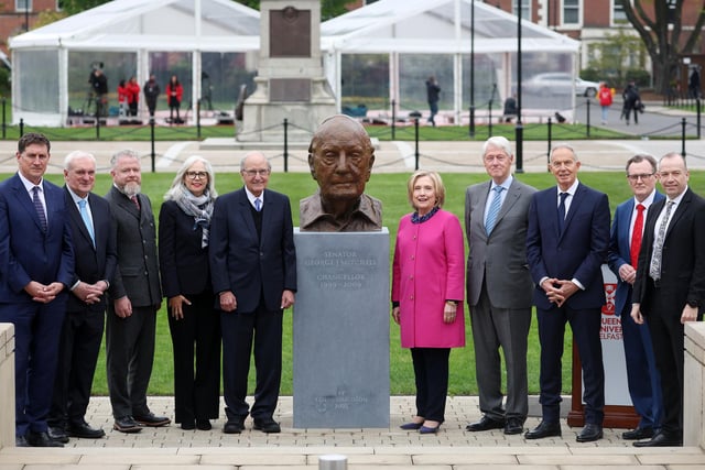 The Agreement 25 Conference at Queen’s University Belfast included the unveiling of a bust of Senator George Mitchell. Picture by Jonathan Porter/PressEye