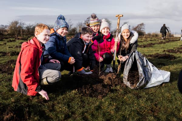 Local school children from Garryduff Primary School helped plant trees