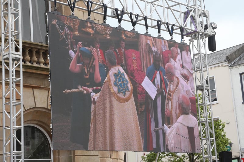 Broadcasting the coronation of King Charles III and Queen Camilla on the big screen at Coleraine town centre on Saturday, May 6, 2023.