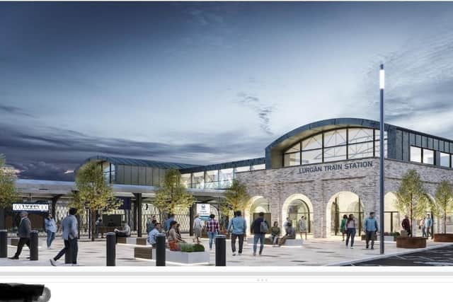 An architect's impression of how the new train station at Lurgan might look.