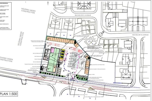 A site plan for the proposed filling station.