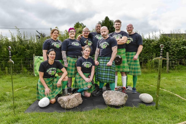 The Irish Stone Monsters display their impressive power and colourful kilts  at Vintage Rally.