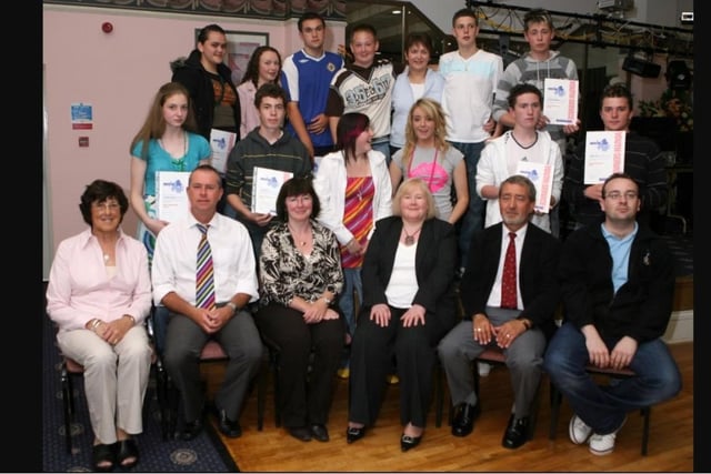 Participants receiving their Youth Development certificates during the NEELB presentation evening at the Knockagh Lodge in 2007.