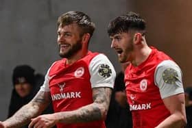 Andy Ryan and Lee Bonis were both on target against Glentoran in the Irish Premiership on February 23. (Pic: Pacemaker).