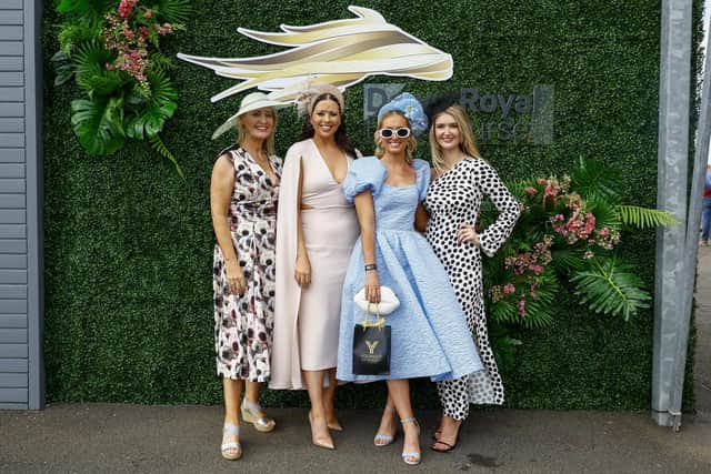 Maria McAvoy was the Best Dressed winner at Down Royal Racecourse. Maria is pictured with Aine Larkin, Rebecca McKinney, and Victoria Withers. Photo by Phil Magowan/Press Eye.