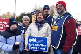 Nurses on the picket line at Craigavon Area Hospital, Co Armagh on Tuesday, December 20, 2022.