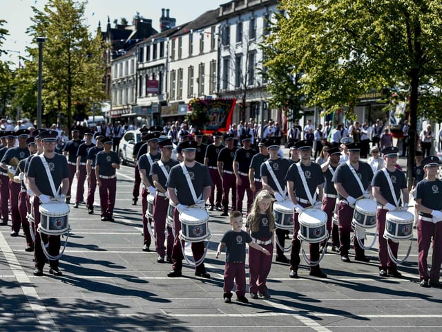 The Royal Black Institution parade makes its way through Lurgan on Tuesday morning.