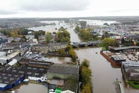 A snapshot from aerial footage showing the extent of the flooding in Portadown at the end of October. Picture: Lukas of Lucky Loyal Photography