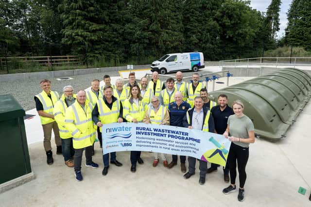 The team mark the 200th project at Moneyglass Wastewater Treatment Works, near Toome. Credit: NI Water