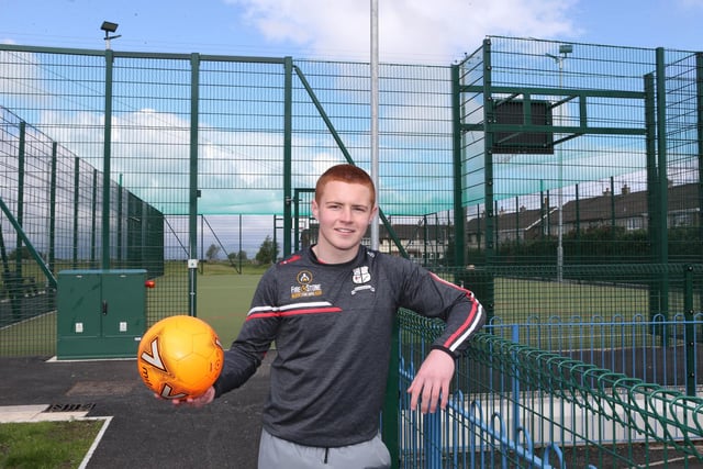 Nathan Devlin at the official opening of the new multi-use games area at Magilligan Community Centre.
