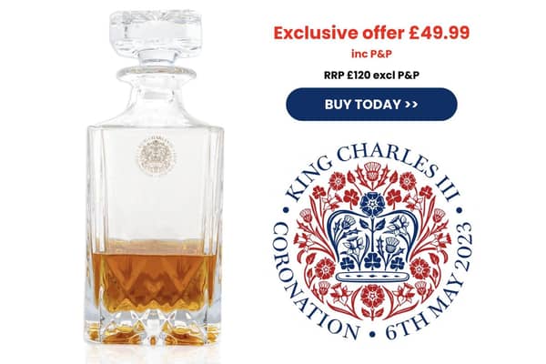 LIMITED EDITION: King Charles III commemorative crystal decanter with royal seal