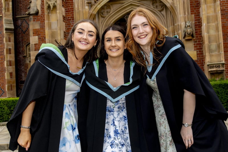Claire Casey, from Armagh, Stephanie Logan, from Co Leitrim, and Emily Kerr, from the Causeway Coast, are graduating with a degree in Biological Sciences.