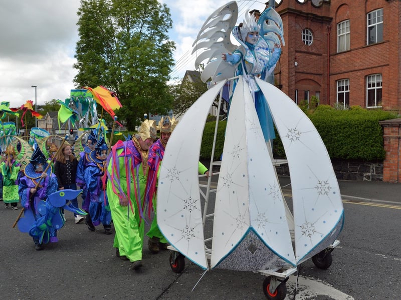 Colourful celebrations at the Larne Alive parade. INLT 23-050-PSB